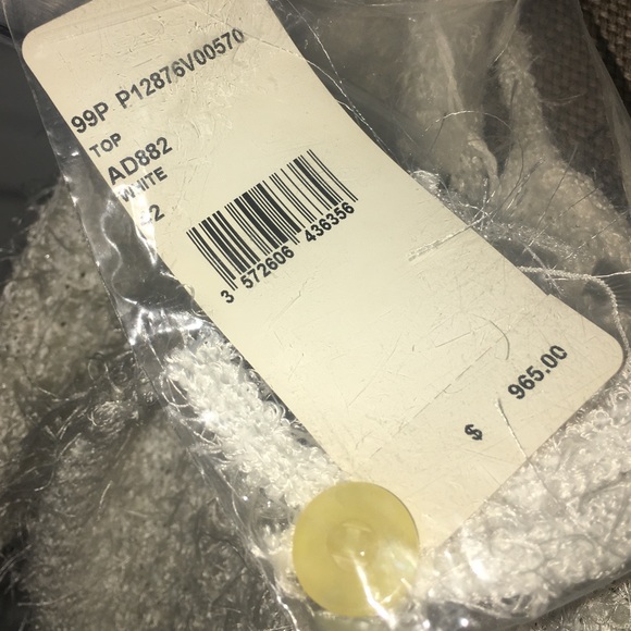 New With Tags CHANEL White fuzzy twinset w/tank & short sleeve 1-button cardigan - Picture 14 of 17